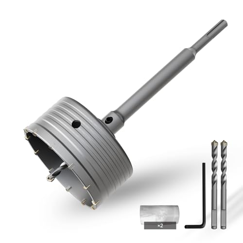 CSOOM 120 mm Beton-lochsäge mit 220 mm SDS-Plus verlängerung, Lochsägen-Set für Beton, Hohl-Bohrkrone Set, 4 Schneiden Zentrierbohrer 8x110mm, Hartmetallspitze, 2xZentrierbohrer CSOOM 120 mm Beton-lochsäge mit 220 mm SDS-Plus verlängerung, Lochsägen-Set für Beton, Hohl-Bohrkrone Set, 4 Schneiden Zentrierbohrer 8x110mm, Hartmetallspitze, 2xZentrierbohrer von CSOOM