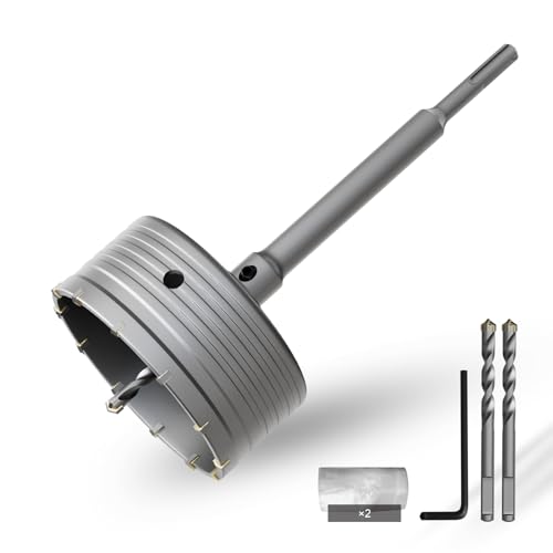 CSOOM 125 mm Beton-lochsäge mit 220 mm SDS-Plus verlängerung, Lochsägen-Set für Beton, Hohl-Bohrkrone Set, 4 Schneiden Zentrierbohrer 8x110mm, Hartmetallspitze, 2xZentrierbohrer CSOOM 125 mm Beton-lochsäge mit 220 mm SDS-Plus verlängerung, Lochsägen-Set für Beton, Hohl-Bohrkrone Set, 4 Schneiden Zentrierbohrer 8x110mm, Hartmetallspitze, 2xZentrierbohrer von CSOOM