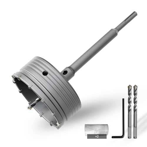 CSOOM 130 mm Beton-lochsäge mit 220 mm SDS-Plus verlängerung, Lochsägen-Set für Beton, Hohl-Bohrkrone Set, 4 Schneiden Zentrierbohrer 8x110mm, Hartmetallspitze, 2xZentrierbohrer CSOOM 130 mm Beton-lochsäge mit 220 mm SDS-Plus verlängerung, Lochsägen-Set für Beton, Hohl-Bohrkrone Set, 4 Schneiden Zentrierbohrer 8x110mm, Hartmetallspitze, 2xZentrierbohrer von CSOOM