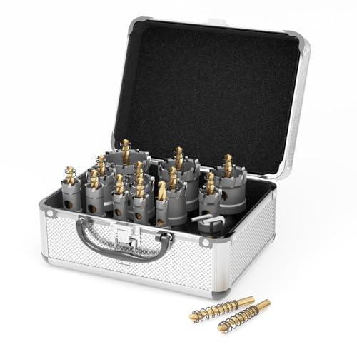 CSOOM 14-teiliges Hartmetall-Lochsägen-Set für Metall – robustes TCT-Lochschneider-Bohrer-Set mit Titan-Pilot- und L-Schlüssel, für Edelstahl, Eisen, Aluminium, Metall CSOOM 14-teiliges Hartmetall-Lochsägen-Set für Metall – robustes TCT-Lochschneider-Bohrer-Set mit Titan-Pilot- und L-Schlüssel, für Edelstahl, Eisen, Aluminium, Metall von CSOOM