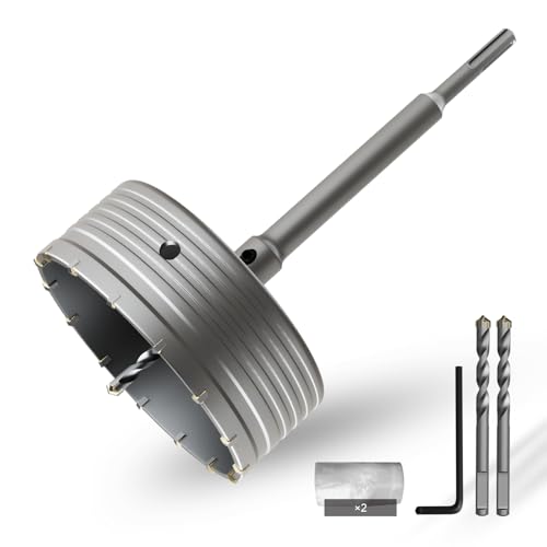 CSOOM 150 mm Beton-lochsäge mit 220 mm SDS-Plus verlängerung, Lochsägen-Set für Beton, Hohl-Bohrkrone Set, 4 Schneiden Zentrierbohrer 8x110mm, Hartmetallspitze, 2xZentrierbohrer CSOOM 150 mm Beton-lochsäge mit 220 mm SDS-Plus verlängerung, Lochsägen-Set für Beton, Hohl-Bohrkrone Set, 4 Schneiden Zentrierbohrer 8x110mm, Hartmetallspitze, 2xZentrierbohrer von CSOOM
