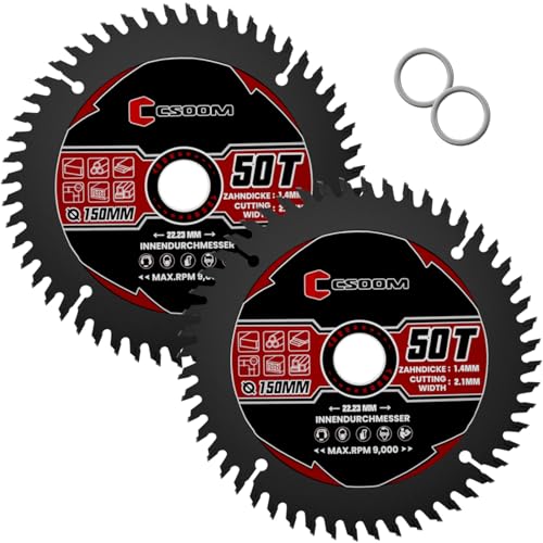 CSOOM 2 Stück Sägeblatt 150mm für Winkelschleifer, Kreissägeblatt für Holz, Sperrholz, Laminat, Trockenbau, Kunststoff, Plastik CSOOM 2 Stück Sägeblatt 150mm für Winkelschleifer, Kreissägeblatt für Holz, Sperrholz, Laminat, Trockenbau, Kunststoff, Plastik von CSOOM