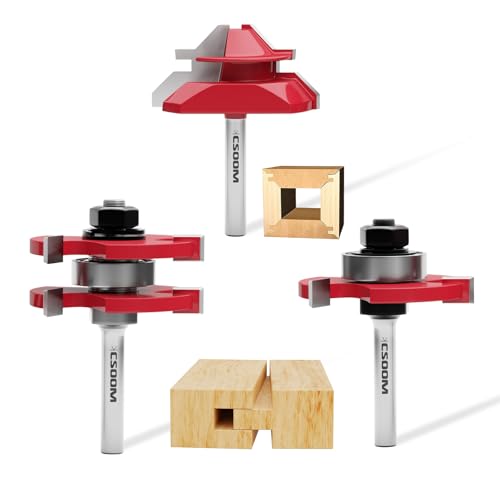 CSOOM 3-teiliges 45 Grad Gehrungsfräser & Scheibennutfräser, 8mm Schaft Nut und Feder Fräser Set, Ideal für MDF, Hartholz, Weichholz und Spanplatten CSOOM 3-teiliges 45 Grad Gehrungsfräser & Scheibennutfräser, 8mm Schaft Nut und Feder Fräser Set, Ideal für MDF, Hartholz, Weichholz und Spanplatten von CSOOM