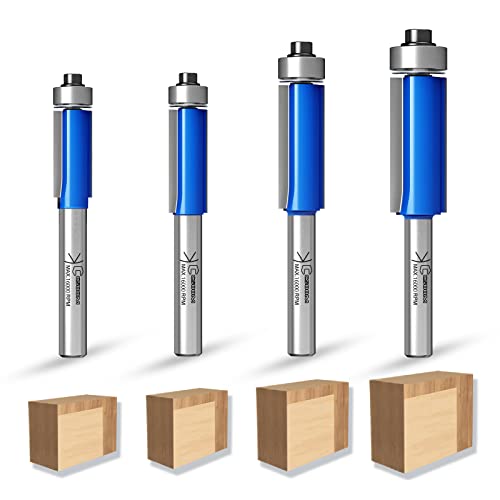 CSOOM 4 x professionelle Bündigfräser-Bits, 6,35 mm Schaft, oberes Lager, Bündigfräser-Bit, Schnitthöhen von 1,9 cm, 2,5 cm, 1-3/16 Zoll, 1-3/16 Zoll CSOOM 4 x professionelle Bündigfräser-Bits, 6,35 mm Schaft, oberes Lager, Bündigfräser-Bit, Schnitthöhen von 1,9 cm, 2,5 cm, 1-3/16 Zoll, 1-3/16 Zoll von CSOOM