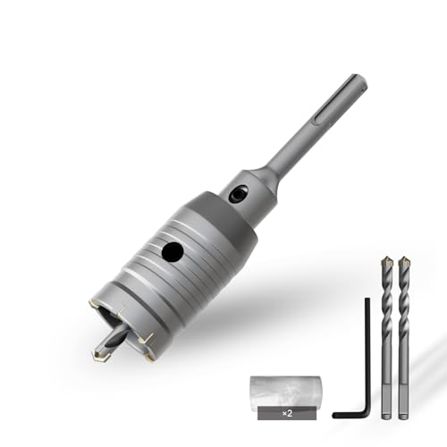 CSOOM 40 mm Beton-lochsäge mit 110 mm SDS-Plus verlängerung, Lochsägen-Set für Beton, Hohl-Bohrkrone Set, 4 Schneiden Zentrierbohrer 8x110mm, Hartmetallspitze, 2xZentrierbohrer CSOOM 40 mm Beton-lochsäge mit 110 mm SDS-Plus verlängerung, Lochsägen-Set für Beton, Hohl-Bohrkrone Set, 4 Schneiden Zentrierbohrer 8x110mm, Hartmetallspitze, 2xZentrierbohrer von CSOOM