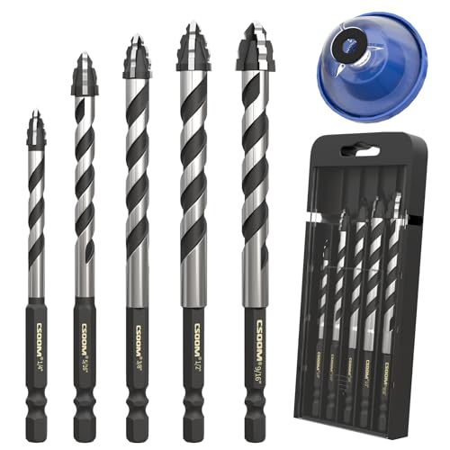 CSOOM 5-teiliges Steinbohrer-Set, 1/4-Zoll-9/16-Zoll-Betonbohrer-Set, Hartmetallbestücktes Bohrer-Set für Beton, Fliesen, Glas, Kunststoff, Holz CSOOM 5-teiliges Steinbohrer-Set, 1/4-Zoll-9/16-Zoll-Betonbohrer-Set, Hartmetallbestücktes Bohrer-Set für Beton, Fliesen, Glas, Kunststoff, Holz von CSOOM
