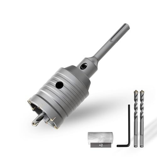 CSOOM 50 mm Beton-lochsäge mit 110 mm SDS-Plus verlängerung, Lochsägen-Set für Beton, Hohl-Bohrkrone Set, 4 Schneiden Zentrierbohrer 8x110mm, Hartmetallspitze, 2xZentrierbohrer CSOOM 50 mm Beton-lochsäge mit 110 mm SDS-Plus verlängerung, Lochsägen-Set für Beton, Hohl-Bohrkrone Set, 4 Schneiden Zentrierbohrer 8x110mm, Hartmetallspitze, 2xZentrierbohrer von CSOOM