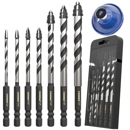 CSOOM 7-teiliges Steinbohrer-Set, 1/8-1/2-Zoll-Betonbohrer-Set, Hartmetallbestücktes Bohrer-Set für Beton, Fliesen, Glas, Kunststoff, Holz CSOOM 7-teiliges Steinbohrer-Set, 1/8-1/2-Zoll-Betonbohrer-Set, Hartmetallbestücktes Bohrer-Set für Beton, Fliesen, Glas, Kunststoff, Holz von CSOOM