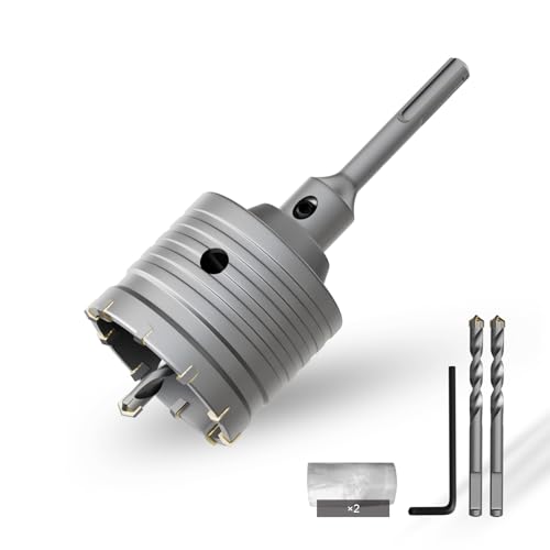 CSOOM 70 mm Beton-lochsäge mit 110 mm SDS-Plus verlängerung, Lochsägen-Set für Beton, Hohl-Bohrkrone Set, 4 Schneiden Zentrierbohrer 8x110mm, Hartmetallspitze, 2xZentrierbohrer CSOOM 70 mm Beton-lochsäge mit 110 mm SDS-Plus verlängerung, Lochsägen-Set für Beton, Hohl-Bohrkrone Set, 4 Schneiden Zentrierbohrer 8x110mm, Hartmetallspitze, 2xZentrierbohrer von CSOOM