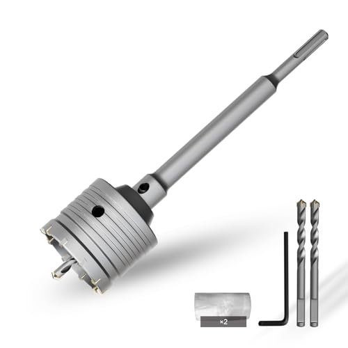 CSOOM 70 mm Beton-lochsäge mit 220 mm SDS-Plus verlängerung, Lochsägen-Set für Beton, Hohl-Bohrkrone Set, 4 Schneiden Zentrierbohrer 8x110mm, Hartmetallspitze, 2xZentrierbohrer CSOOM 70 mm Beton-lochsäge mit 220 mm SDS-Plus verlängerung, Lochsägen-Set für Beton, Hohl-Bohrkrone Set, 4 Schneiden Zentrierbohrer 8x110mm, Hartmetallspitze, 2xZentrierbohrer von CSOOM