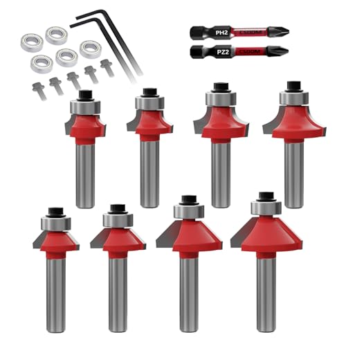 CSOOM 8 Stück 8mm schaft Fräser Set, Fasefräser und Abrundfräser, mit 2 Schlagmagnetspitzen und austauschbaren Kugellagern, Hartmetallfräser, Werkzeuge für die Holzbearbeitung CSOOM 8 Stück 8mm schaft Fräser Set, Fasefräser und Abrundfräser, mit 2 Schlagmagnetspitzen und austauschbaren Kugellagern, Hartmetallfräser, Werkzeuge für die Holzbearbeitung von CSOOM
