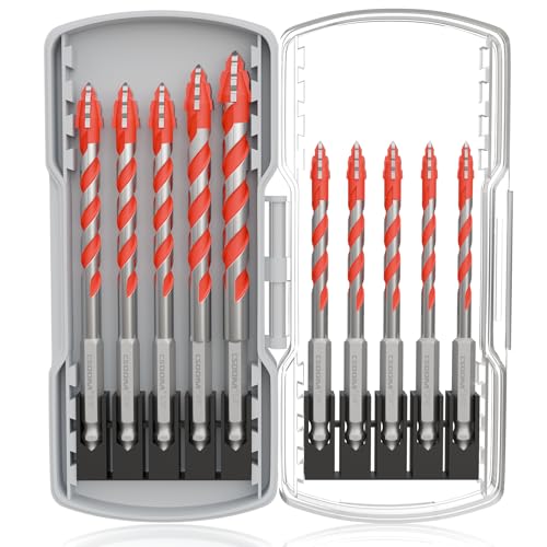 CSOOM Betonbohrer-Set, mehrzahnig, Steinbohrer, Hartmetallspitze, Sechskantschaft für Fliesen, Glas, Ziegel, Keramik, Kunststoff und Holz, Rot, 10-teilig CSOOM Betonbohrer-Set, mehrzahnig, Steinbohrer, Hartmetallspitze, Sechskantschaft für Fliesen, Glas, Ziegel, Keramik, Kunststoff und Holz, Rot, 10-teilig von CSOOM