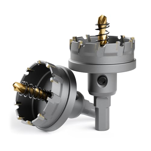 CSOOM TCT Lochsägen-Set, 2-teilig, 44 mm, robuster Hartmetallbestückter Schneider für Edelstahl, Eisen, Metall und Kunststoffbank, federgeführte Bohrer im Lieferumfang enthalten CSOOM TCT Lochsägen-Set, 2-teilig, 44 mm, robuster Hartmetallbestückter Schneider für Edelstahl, Eisen, Metall und Kunststoffbank, federgeführte Bohrer im Lieferumfang enthalten von CSOOM