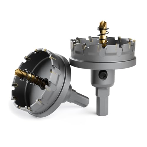 CSOOM TCT Lochsägen-Set, 2-teilig, 54 mm, robuster Hartmetallbestückter Schneider für Edelstahl, Eisen, Metall und Kunststoffbank, federgeführte Bohrer im Lieferumfang enthalten CSOOM TCT Lochsägen-Set, 2-teilig, 54 mm, robuster Hartmetallbestückter Schneider für Edelstahl, Eisen, Metall und Kunststoffbank, federgeführte Bohrer im Lieferumfang enthalten von CSOOM