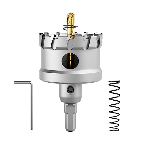 CSOOM Upgrade Hochleistungs-Hartmetall-Lochsäge, mit 2 * Extra Titan-beschichtete Pilot-Center-Bohrer und 2 * L-Schlüssel.Edelstahl und Metallgitter sind die ideale Wahl.Größe (55mm) von CSOOM