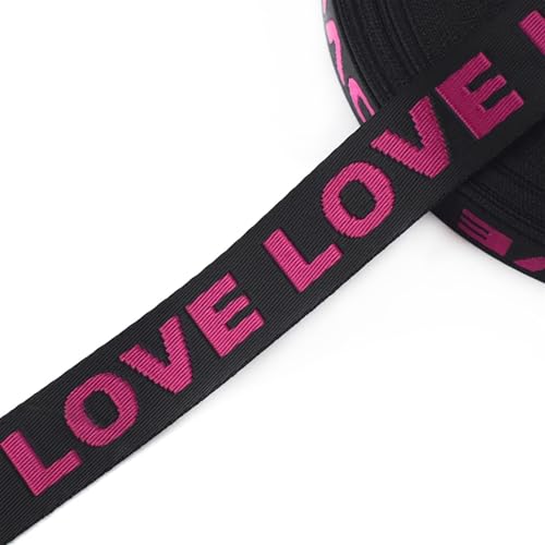 Gurtband 10M 25mm Nylon Gurtband Jacquard LOVE Tape Band DIY Tasche Schultergurt Besätze Kleidungsstück Dekor Spitze Gurtband Nähen Zubehör Für Rucksäcke, Handtaschen(RoseRed) von CSSHNL