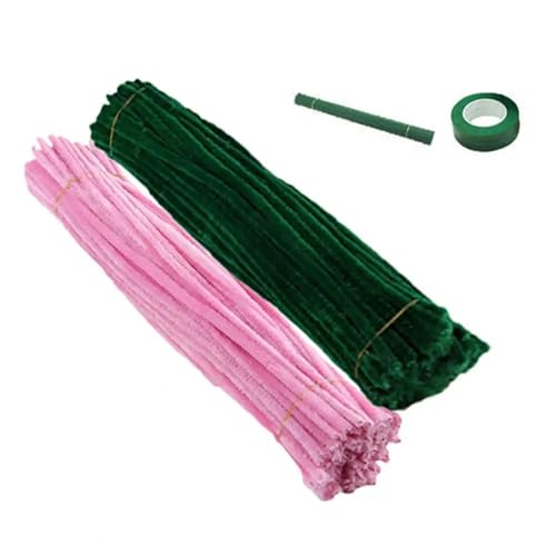 Pfeifenreiniger 1 Set Pfeifenreiniger for Basteln, flexibler, biegsamer Draht, Chenille-Stiele, DIY-Tulpenstrauß-Herstellungsset, for Kinder und Mädchen, DIY-Blumenkunstprojekt für DIY(Color:Pink) von CSSHNL