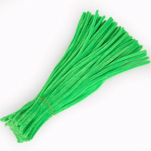 Pfeifenreiniger 100 Stück 30 cm Chenille-Stiele, gedrehter Draht, Chenille-Stiele, Pfeifenreiniger, handgefertigt, for Kinder, Lernspielzeug, DIY-Bastelbedarf für DIY(Color:Grass Green) von CSSHNL