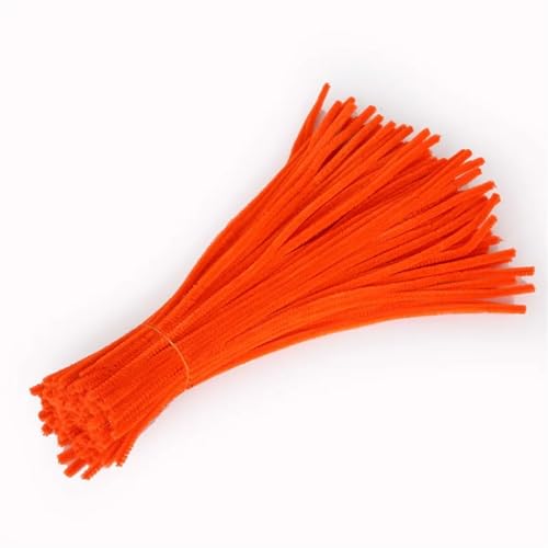 Pfeifenreiniger 100 Stück 30 cm Chenille-Stiele, gedrehter Draht, Chenille-Stiele, Pfeifenreiniger, handgefertigt, for Kinder, Lernspielzeug, DIY-Bastelbedarf für DIY(Color:Orange Red) von CSSHNL