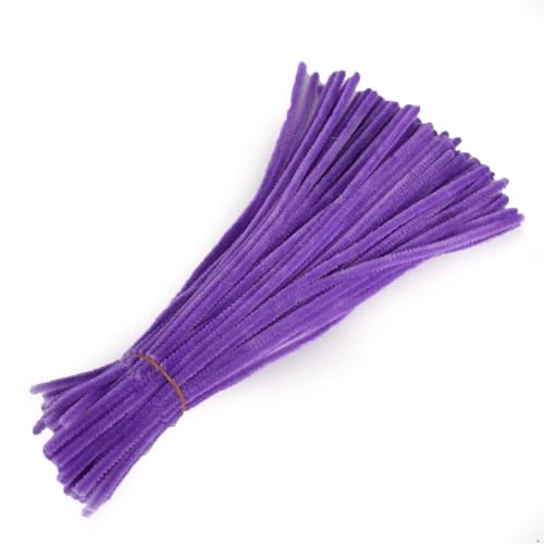 Pfeifenreiniger 100 Stück 30 cm Chenille-Stiele, gedrehter Draht, Chenille-Stiele, Pfeifenreiniger, handgefertigt, for Kinder, Lernspielzeug, DIY-Bastelbedarf für DIY(Color:Purple) von CSSHNL