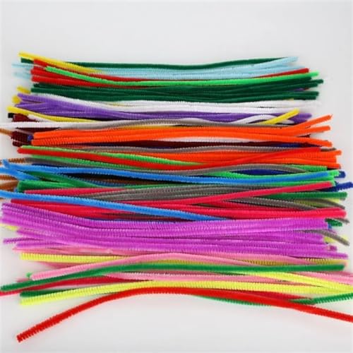 Pfeifenreiniger 100 Stück 30 cm Chenille-Stiele, gedrehter Draht, Chenille-Stiele, Pfeifenreiniger, handgefertigt, for Kinder, Lernspielzeug, DIY-Bastelbedarf für DIY(Color:Random Color) von CSSHNL