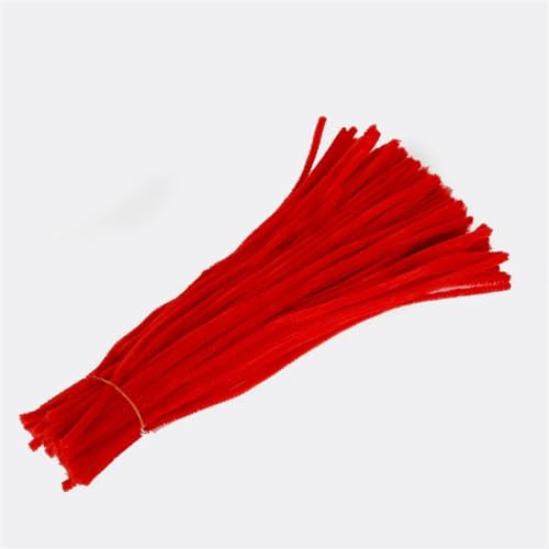 Pfeifenreiniger 100 Stück 30 cm Chenille-Stiele, gedrehter Draht, Chenille-Stiele, Pfeifenreiniger, handgefertigt, for Kinder, Lernspielzeug, DIY-Bastelbedarf für DIY(Color:Red) von CSSHNL