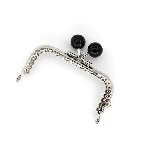 Taschenbügel Taschen Verschluss 3 Stück 8,5 cm Candy Perlen Silber Ton glänzend Metall Geldbörse Rahmen Griff for Clutch Bag Handtasche Zubehör Machen Nähen Kuss Verschluss Verschluss(Black) von CSSHNL