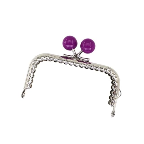 Taschenbügel Taschen Verschluss 3 Stück 8,5 cm Candy Perlen Silber Ton glänzend Metall Geldbörse Rahmen Griff for Clutch Bag Handtasche Zubehör Machen Nähen Kuss Verschluss Verschluss(Purple) von CSSHNL