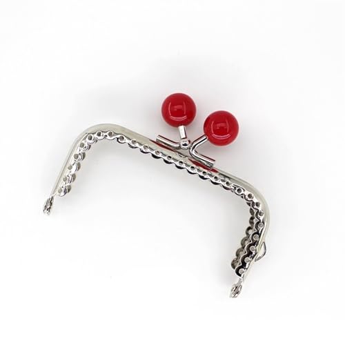 Taschenbügel Taschen Verschluss 3 Stück 8,5 cm Candy Perlen Silber Ton glänzend Metall Geldbörse Rahmen Griff for Clutch Bag Handtasche Zubehör Machen Nähen Kuss Verschluss Verschluss(Red) von CSSHNL