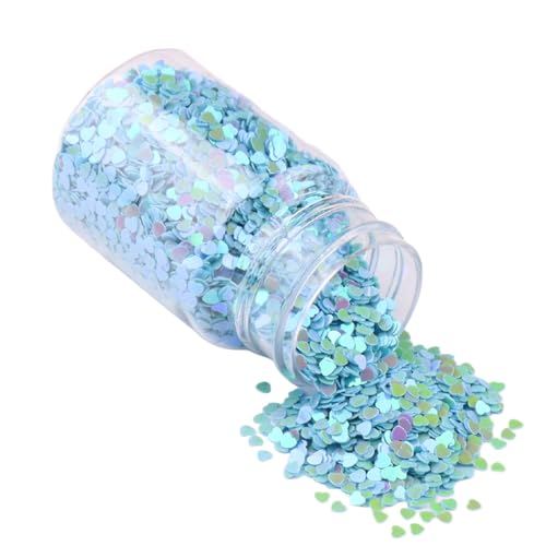 1 Flasche 3 mm Herz-Pailletten-Konfetti, schillerndes herzförmiges Konfetti, für Nagelkunst-Dekoration, Scrapbooking (blau) von CSXMONEY
