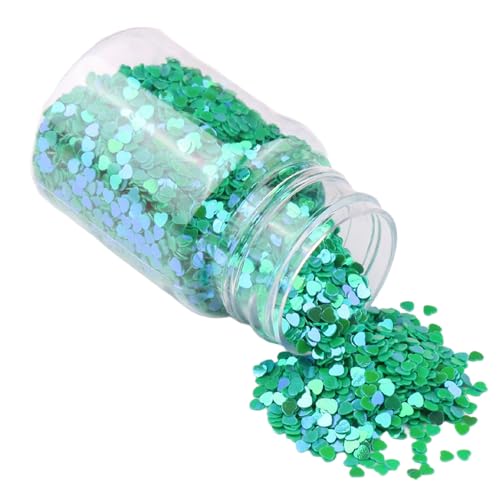 1 Flasche 3 mm Herz-Pailletten-Konfetti, schillerndes herzförmiges Konfetti, für Nagelkunst-Dekoration, Scrapbooking (dunkelgrün) von CSXMONEY