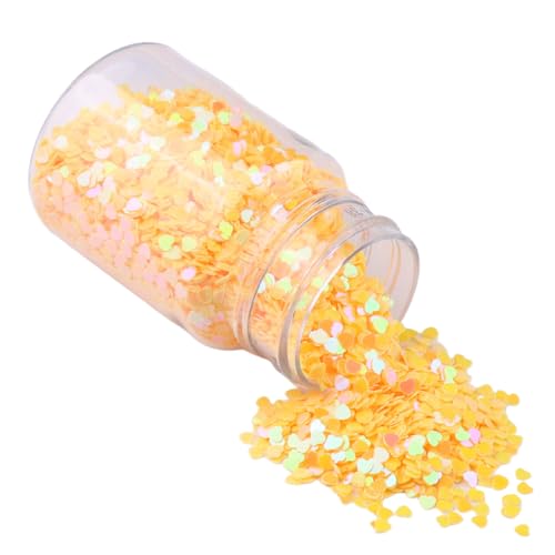 1 Flasche 3 mm Herz-Pailletten-Konfetti, schillerndes herzförmiges Konfetti, für Nagelkunst-Dekoration, Scrapbooking (gelb) von CSXMONEY