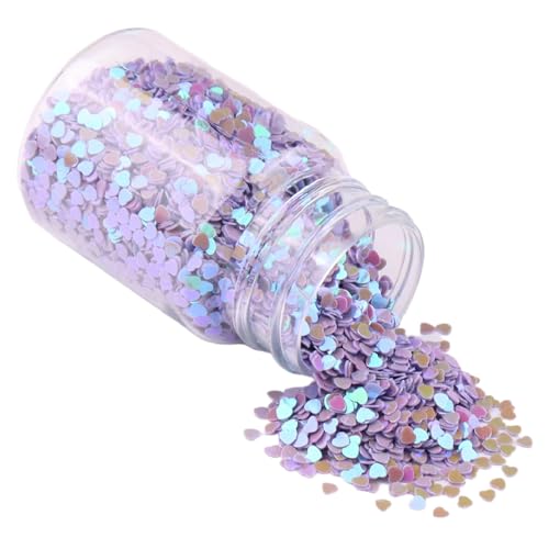 1 Flasche 3 mm Herz-Pailletten-Konfetti, schillerndes herzförmiges Konfetti, für Nagelkunst-Dekoration, Scrapbooking (lila) von CSXMONEY