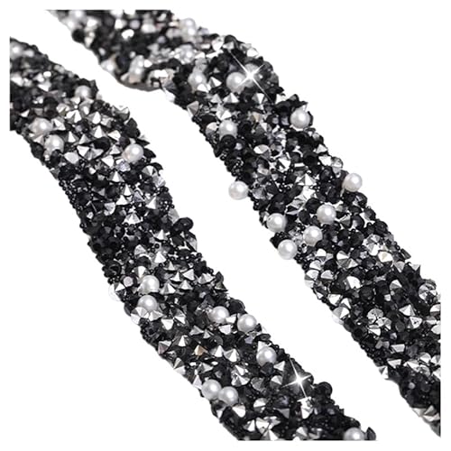 2 Rollen selbstklebendes Perlen-Strassband, 1,2 cm breit, selbstklebende Perlen-Strass-Streifen, für DIY-Glitzer-Dekoration (schwarz) von CSXMONEY