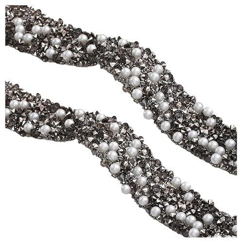 2 Rollen selbstklebendes Perlen-Strassband, 1,2 cm breit, selbstklebende Perlen-Strass-Streifen, für DIY-Glitzer-Dekorationen (grau) von CSXMONEY