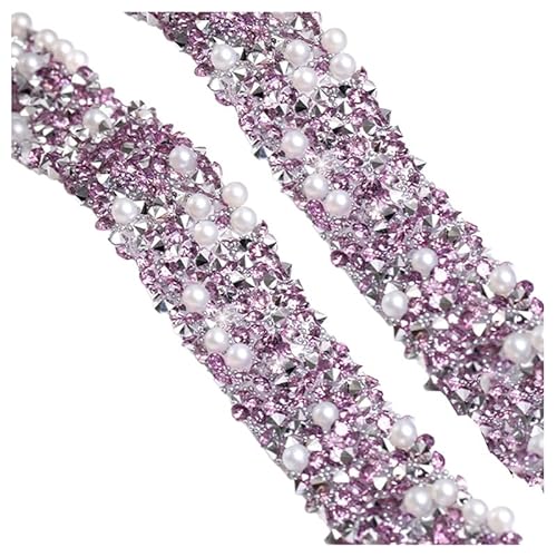 2 Rollen selbstklebendes Perlen-Strassband, 1,2 cm breit, selbstklebende Perlen-Strass-Streifen, für DIY-Glitzer-Dekorationen (lila) von CSXMONEY