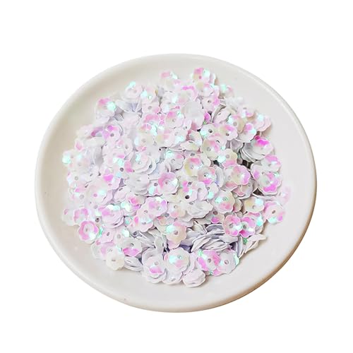 6 mm Blumen-Pailletten, Glitzer, flach, lose Pailletten, für Scrapbooking, Nähen, Dekoration (weiß) von CSXMONEY