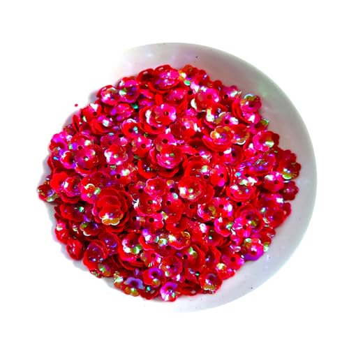 6 mm Blumen Pailletten Glitzer Flach Lose Pailletten für Scrapbooking Nähen Dekoration (Rot) von CSXMONEY