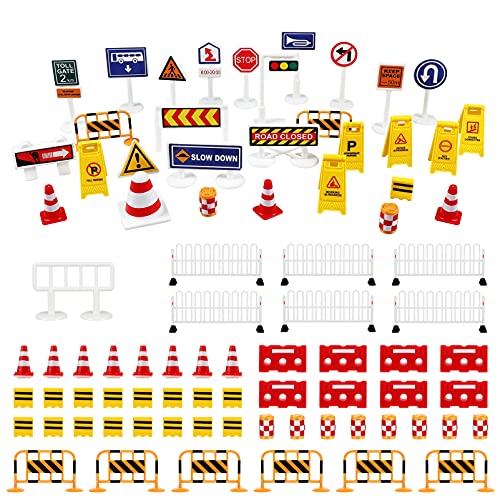 80-teiliges Bau-/Verkehrsschilder-Set, Straßenschilder-Set mit Mini-Ampeln, Rollenspiel, Spaß, DIY-Zubehör 80-teiliges Bau-/Verkehrsschilder-Set, Straßenschilder-Set mit Mini-Ampeln, Rollenspiel, Spaß, DIY-Zubehör von CSXMONEY