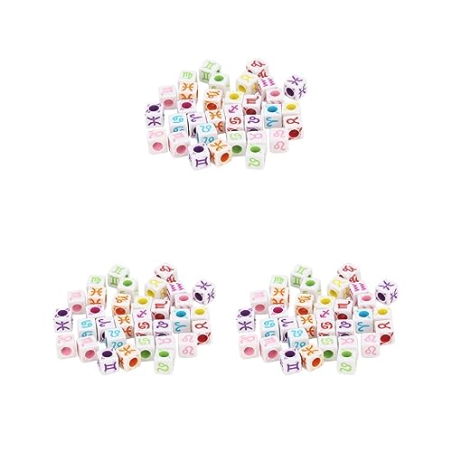 Acryl-Sternzeichen-Perlen, 7 mm, großes Loch, Würfel, Sternzeichen-Perlen, für Schmuckherstellung, Basteln, 3er-Set (farbig, 7 mm) von CSXMONEY