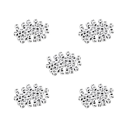 Acryl-Sternzeichen-Perlen, 7 mm, großes Loch, Würfel, Sternzeichen-Perlen, für Schmuckherstellung, Handwerk, 5 Set (Schwarz, 7 mm) von CSXMONEY