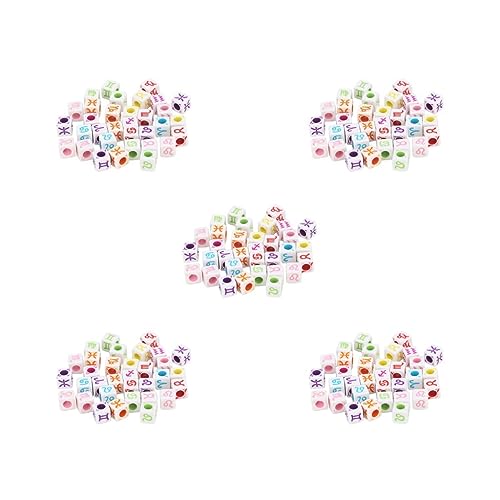 Acryl-Sternzeichen-Perlen, 7 mm, großes Loch, Würfel, Sternzeichen-Perlen, für Schmuckherstellung, Handwerk, 5 Set (farbig, 7 mm) von CSXMONEY