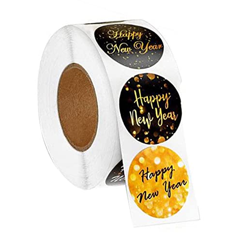 Aufkleber "Happy New Year", rund, selbstklebend, für Karten, Geschenkumschläge, Schachteln, 500 Stück (Farbe A) von CSXMONEY