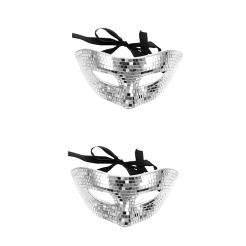 CSXMONEY Maskerade Party Disco Ball Maske, Glitzer verspiegelte Maske, Halloween Karneval Party Supplies (Silber x 2 Stück) von CSXMONEY