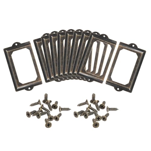 Etikettenhalter aus Metall, Antik-Bronze, für Schrankschubladen, Bürokarten, Rahmen, Etiketten (Bronzeton, 124 x 70 mm), 10 Stück von CSXMONEY
