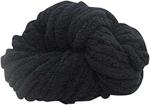 Grobes Chenille-Garn, flauschiges Garn, grobes Woll-Strickset, für Decke, Haustierbett, Puppenteppich, Taschen, Hüte, Kissen, Kissen (schwarz) von CSXMONEY