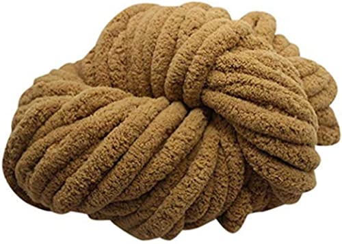 Grobes Chenille-Garn, flauschiges Garn, grobes Woll-Strickset, für Decke, Haustierbett, Puppenteppich, Taschen, Hüte, Kissen (hellbraun) von CSXMONEY