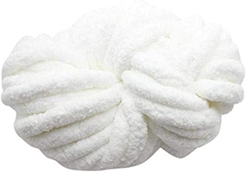 Grobes Chenille-Garn, flauschiges Garn, grobes Woll-Strickset, für Decke, Haustierbett, Puppenteppich, Taschen, Hüte, Kissen (weiß) von CSXMONEY