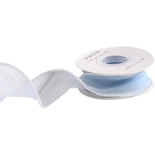 Organza-Chiffonband mit Perlenrand, 4 cm breit, durchscheinendes Organzaband, für Blumensträuße, Geschenkverpackungen, Blau Organza-Chiffonband mit Perlenrand, 4 cm breit, durchscheinendes Organzaband, für Blumensträuße, Geschenkverpackungen, Blau von CSXMONEY
