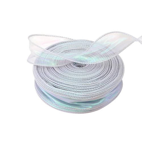 Schillerndes Organza-Chiffonband, 4 cm x 40 m, durchscheinendes Organza-Band, für Geschenke und Blumensträuße, silberfarben Schillerndes Organza-Chiffonband, 4 cm x 40 m, durchscheinendes Organza-Band, für Geschenke und Blumensträuße, silberfarben von CSXMONEY